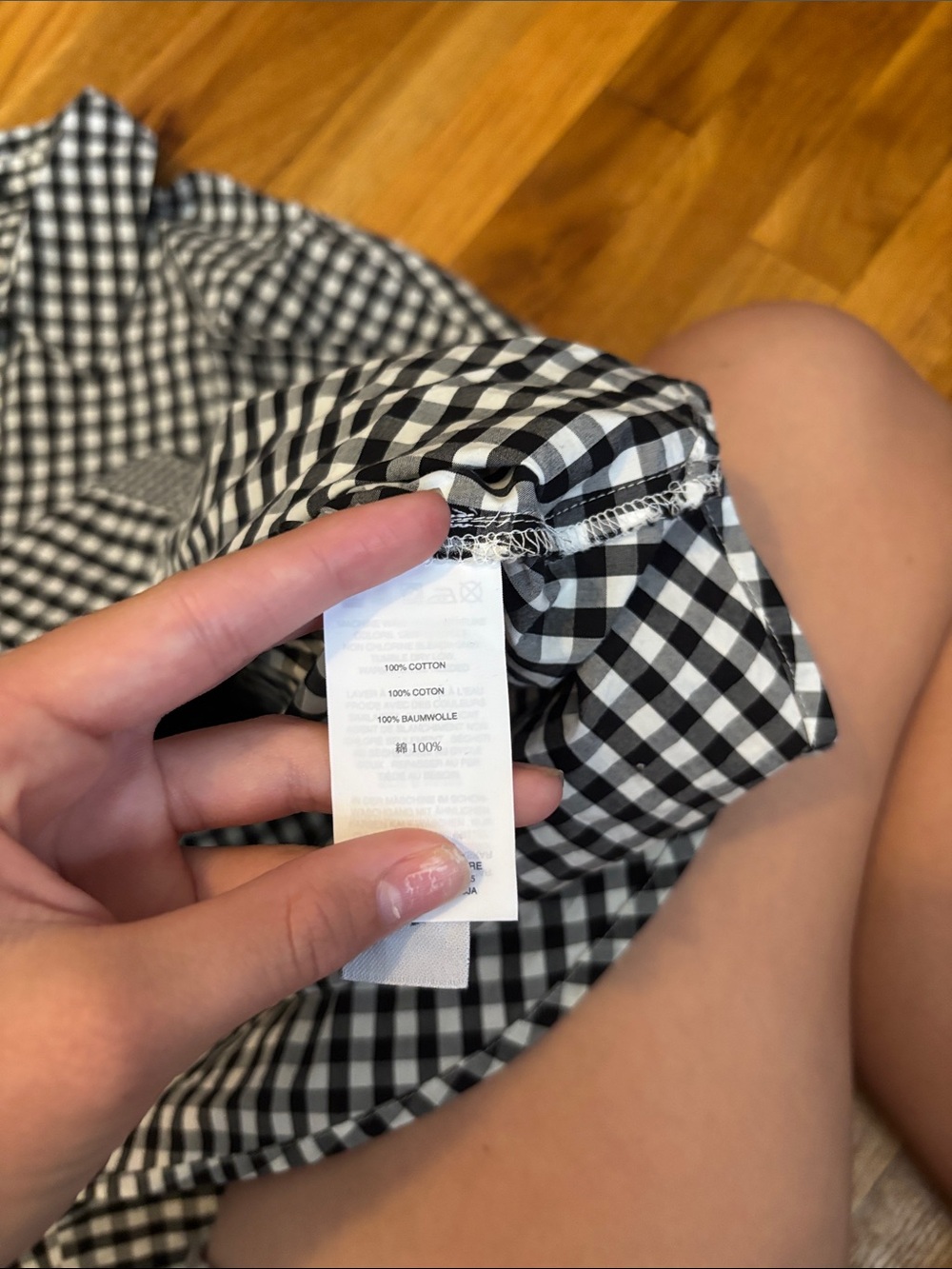 Men's Black & White Gingham Button-Up Shirt - Picture 8 of 9